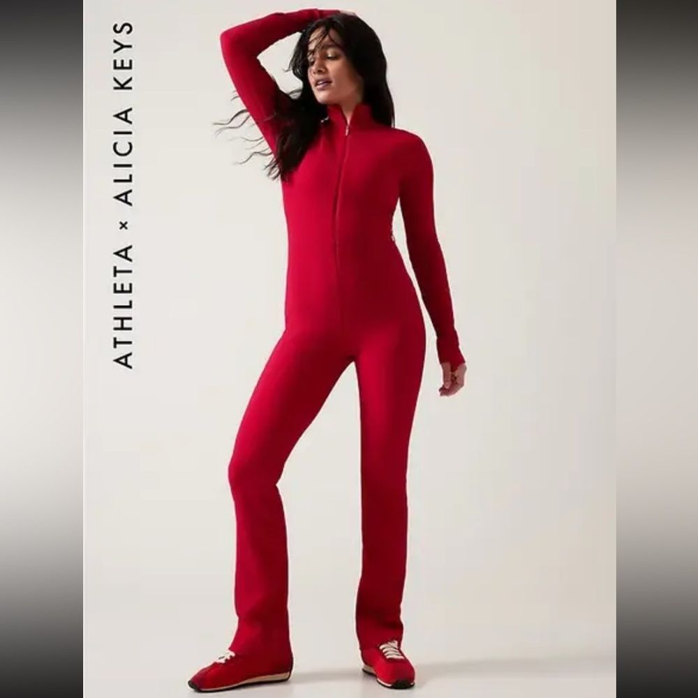 ATHLETA + ALICIA KEYS Goddess Bodysuit, Red, Size Medium 450639